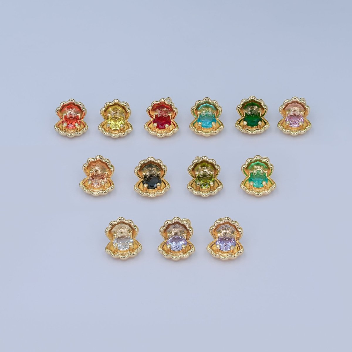 24K Gold Filled CZ Sea Shell Clam 3D Multidimensional Charm | N033 - DLUXCA