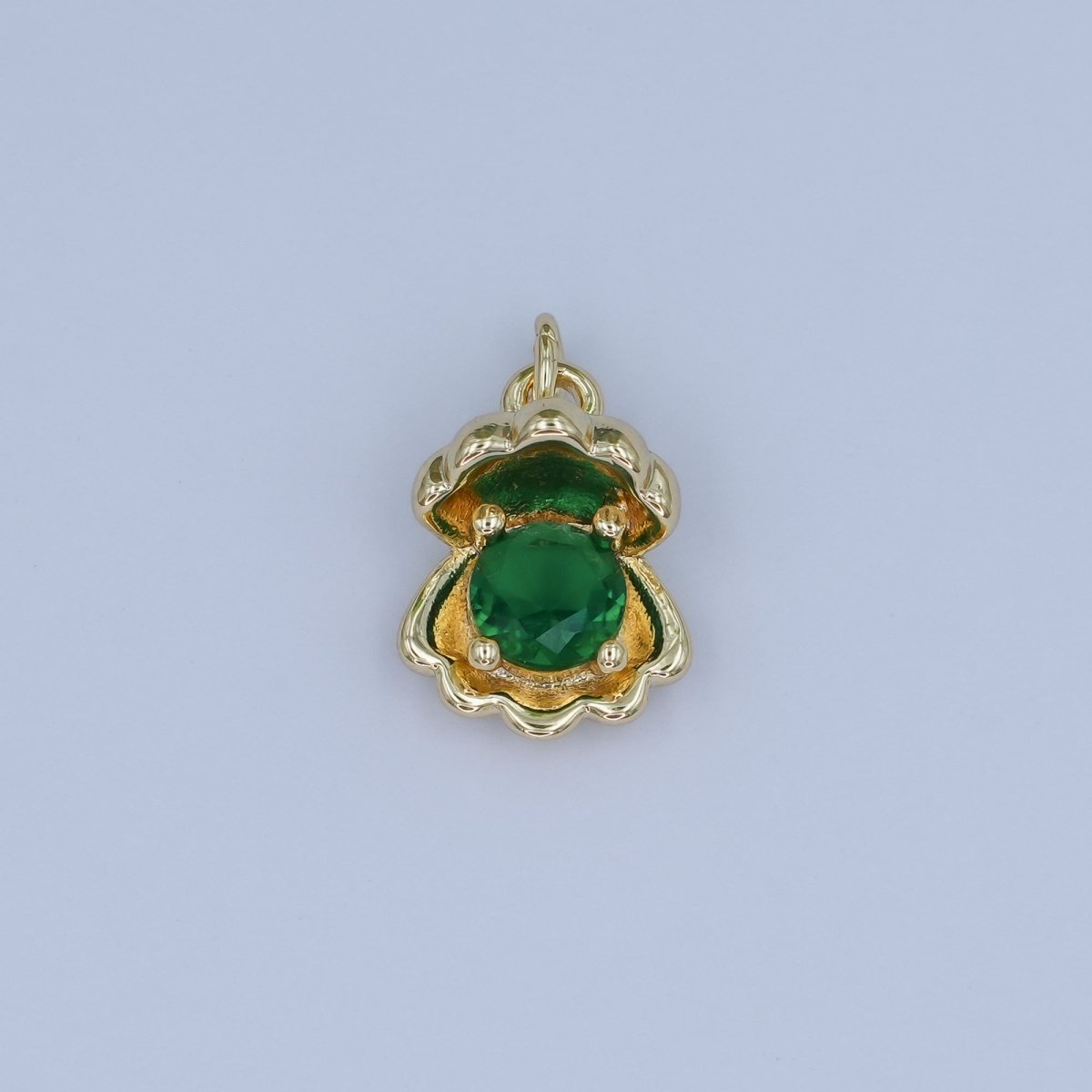 24K Gold Filled CZ Sea Shell Clam 3D Multidimensional Charm | N033 - DLUXCA