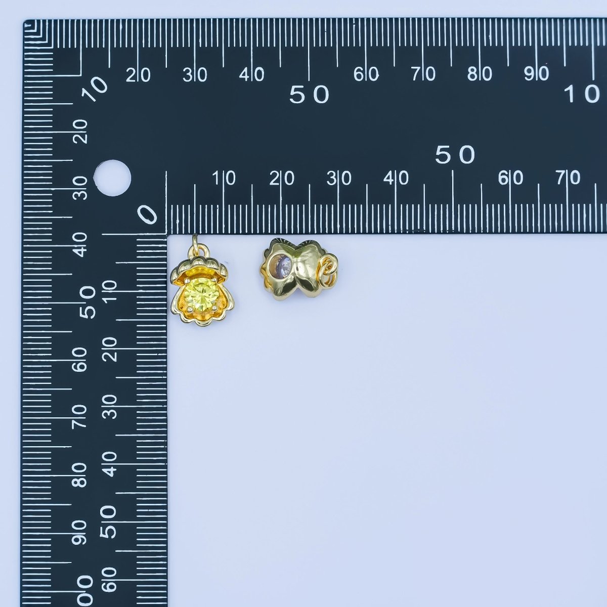 24K Gold Filled CZ Sea Shell Clam 3D Multidimensional Charm | N033 - DLUXCA