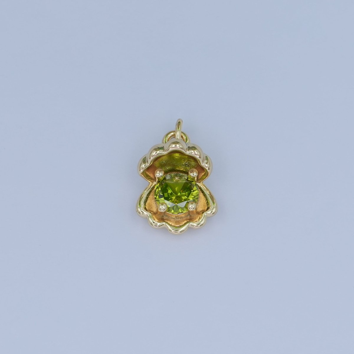 24K Gold Filled CZ Sea Shell Clam 3D Multidimensional Charm | N033 - DLUXCA