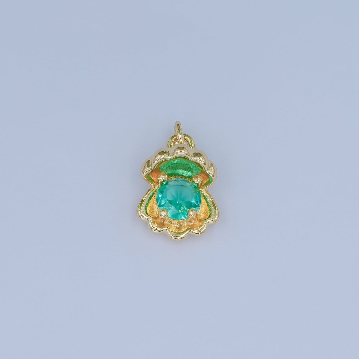 24K Gold Filled CZ Sea Shell Clam 3D Multidimensional Charm | N033 - DLUXCA