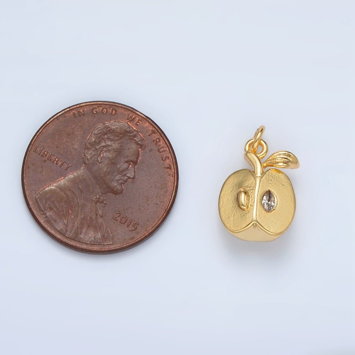24K Gold Filled CZ Sliced Apple Fruit Mini Charm | N1363 - DLUXCA