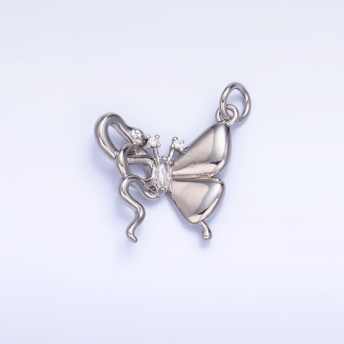 24K Gold Filled CZ Snake Butterfly Charm in Gold & Silver | M176 - DLUXCA