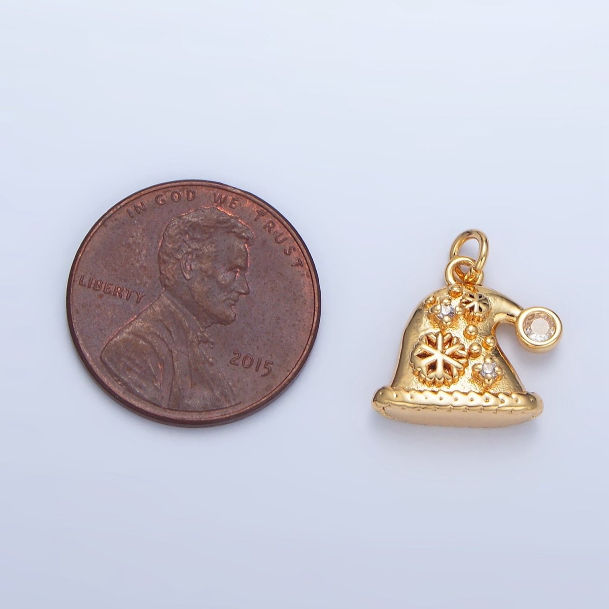 24K Gold Filled CZ Snowflake Christmas Hat Charm | X852 - DLUXCA