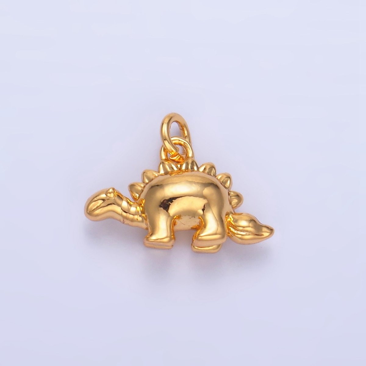 24K Gold Filled CZ Spiked Stegosaurus Dinosaur Multidimensional 3D Charm in Gold & Silver | W139 - DLUXCA