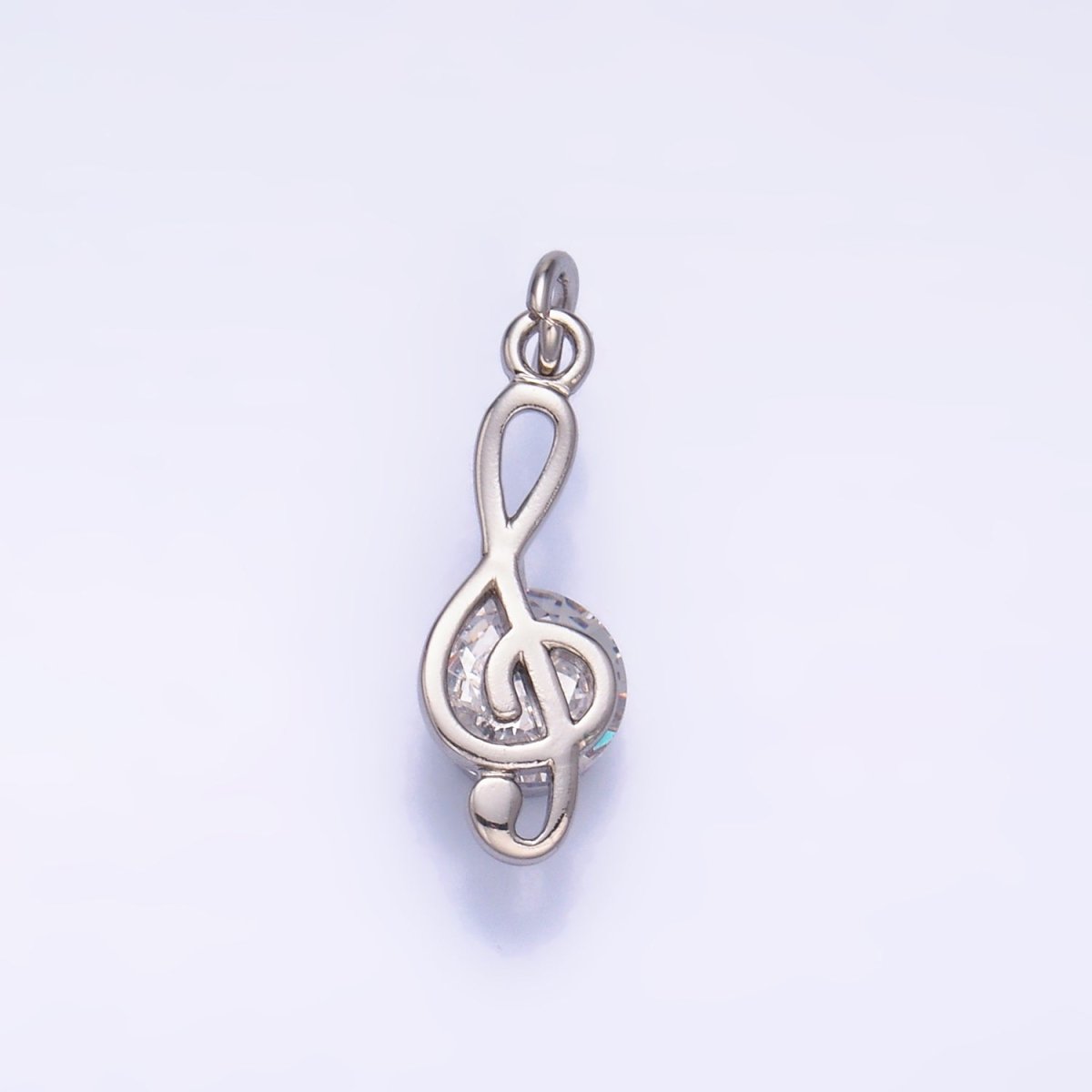 24K Gold Filled CZ Treble Clef Musical Note Charm in Gold & Silver | W890 - DLUXCA