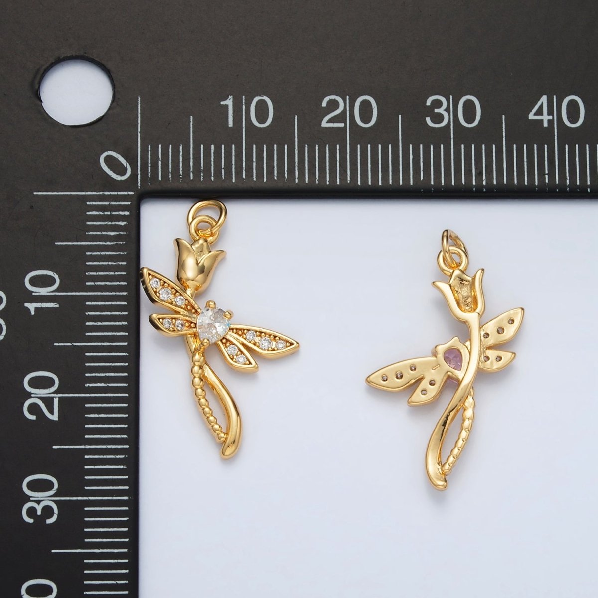 24K Gold Filled CZ Tulip Flower Charm | AC145 - DLUXCA