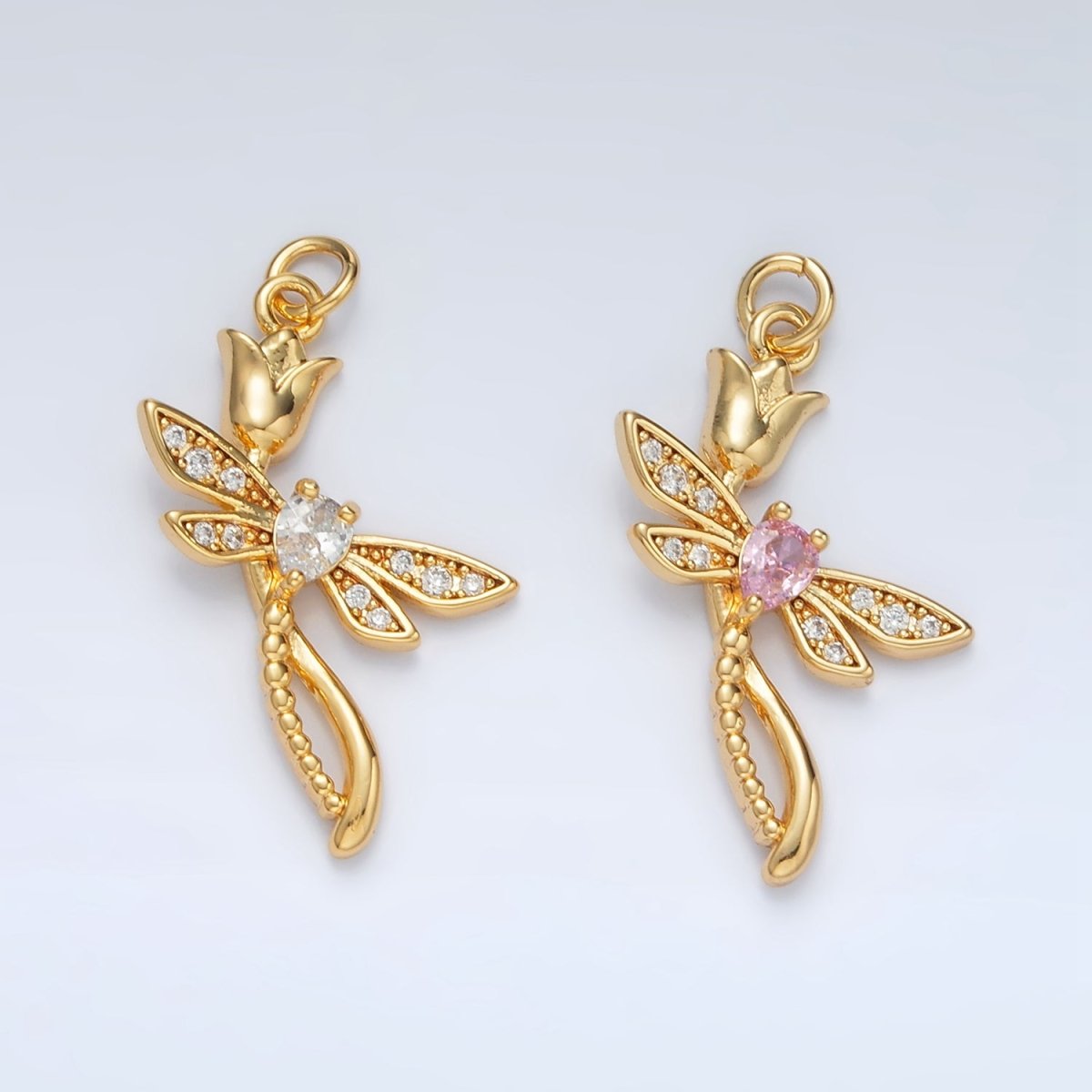 24K Gold Filled CZ Tulip Flower Charm | AC145 - DLUXCA