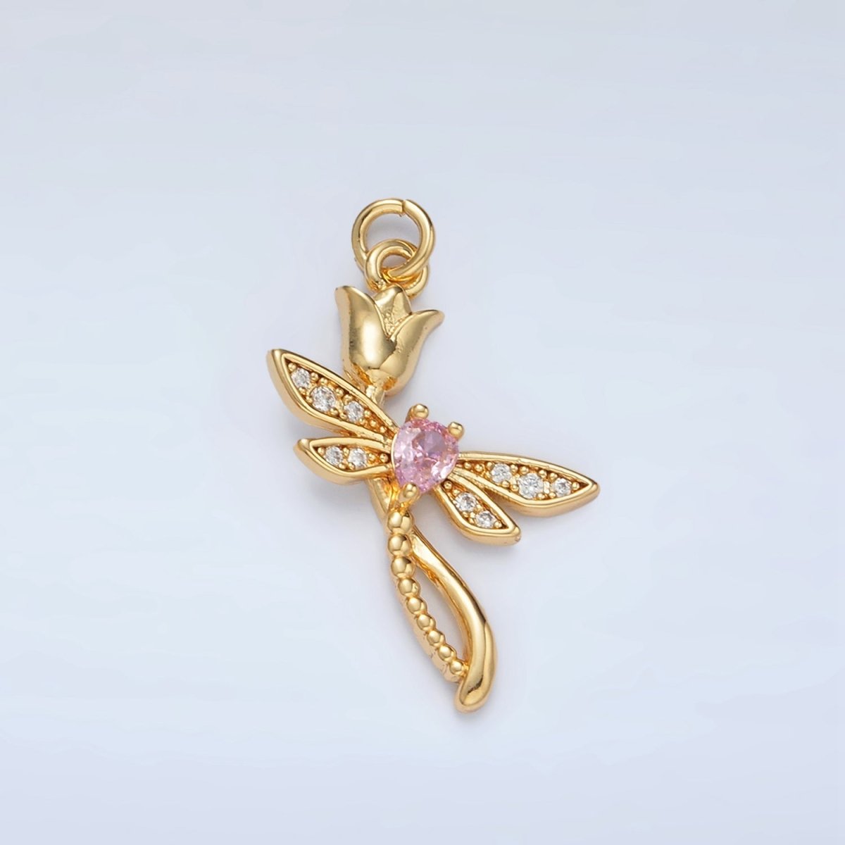 24K Gold Filled CZ Tulip Flower Charm | AC145 - DLUXCA
