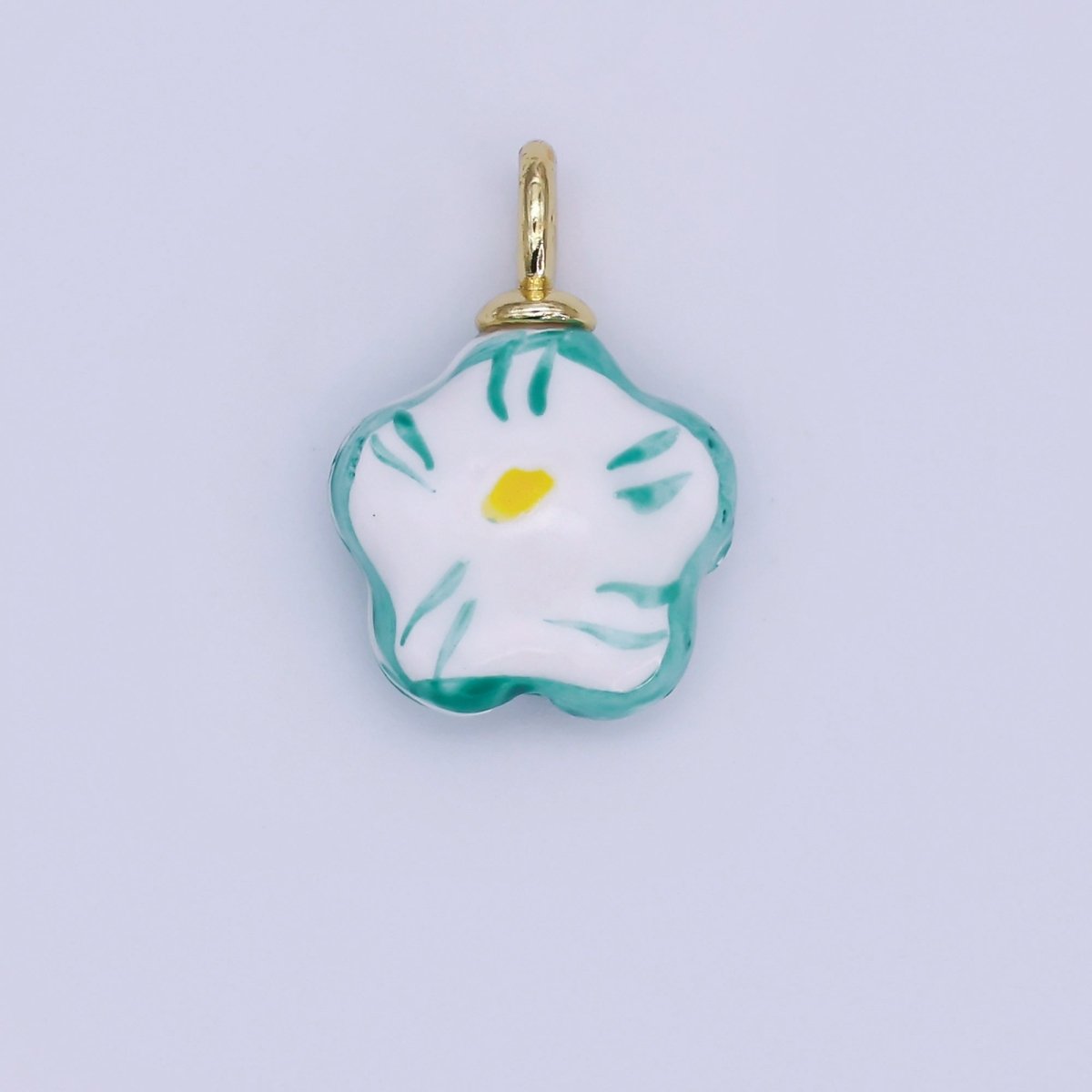 24K Gold Filled Daisy Flower Ceramic Drop Pendant | N049 - N051 - DLUXCA