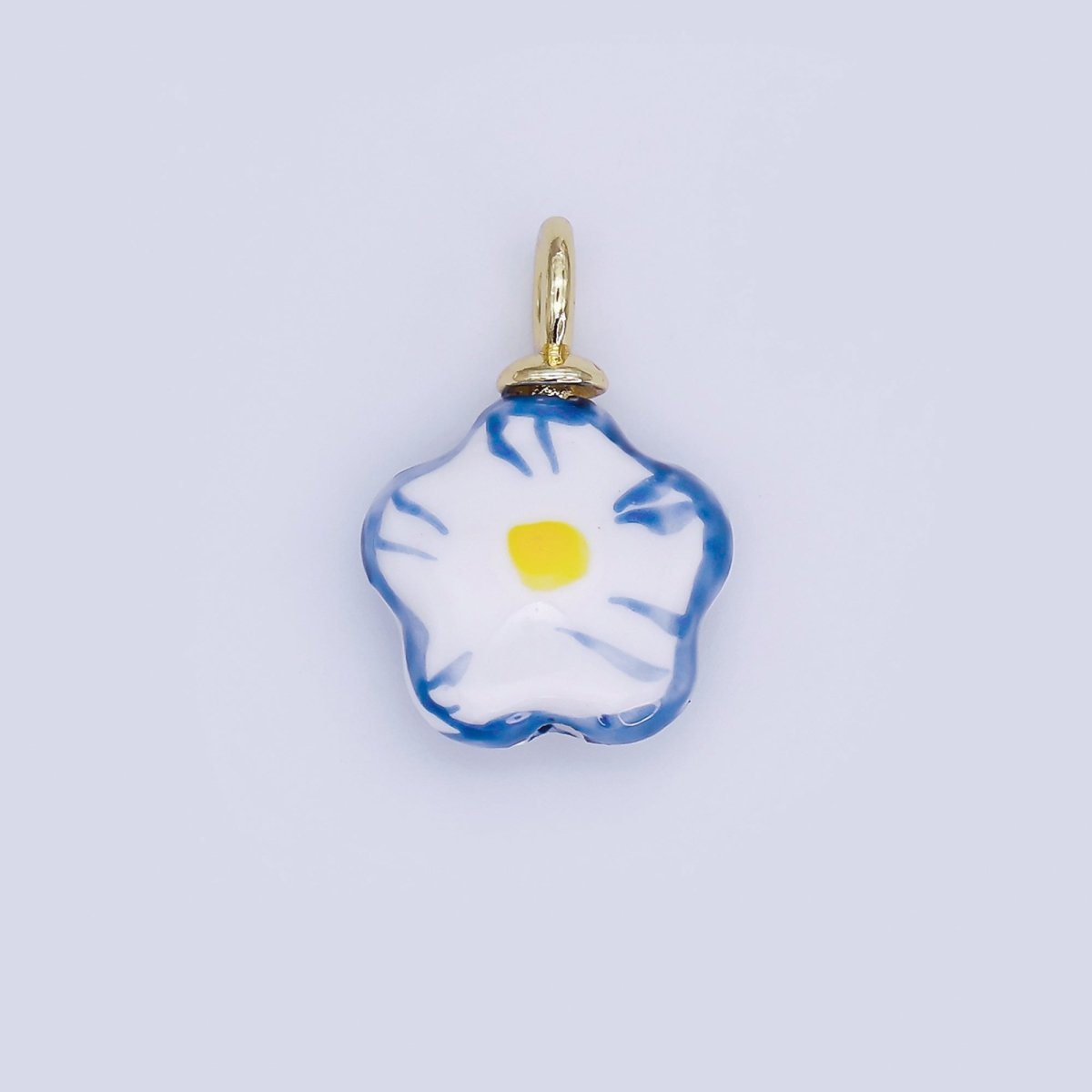 24K Gold Filled Daisy Flower Ceramic Drop Pendant | N049 - N051 - DLUXCA