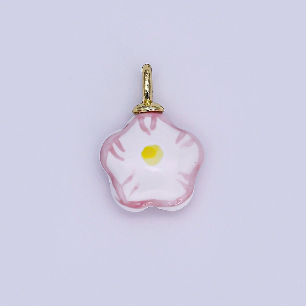 24K Gold Filled Daisy Flower Ceramic Drop Pendant | N049 - N051 - DLUXCA