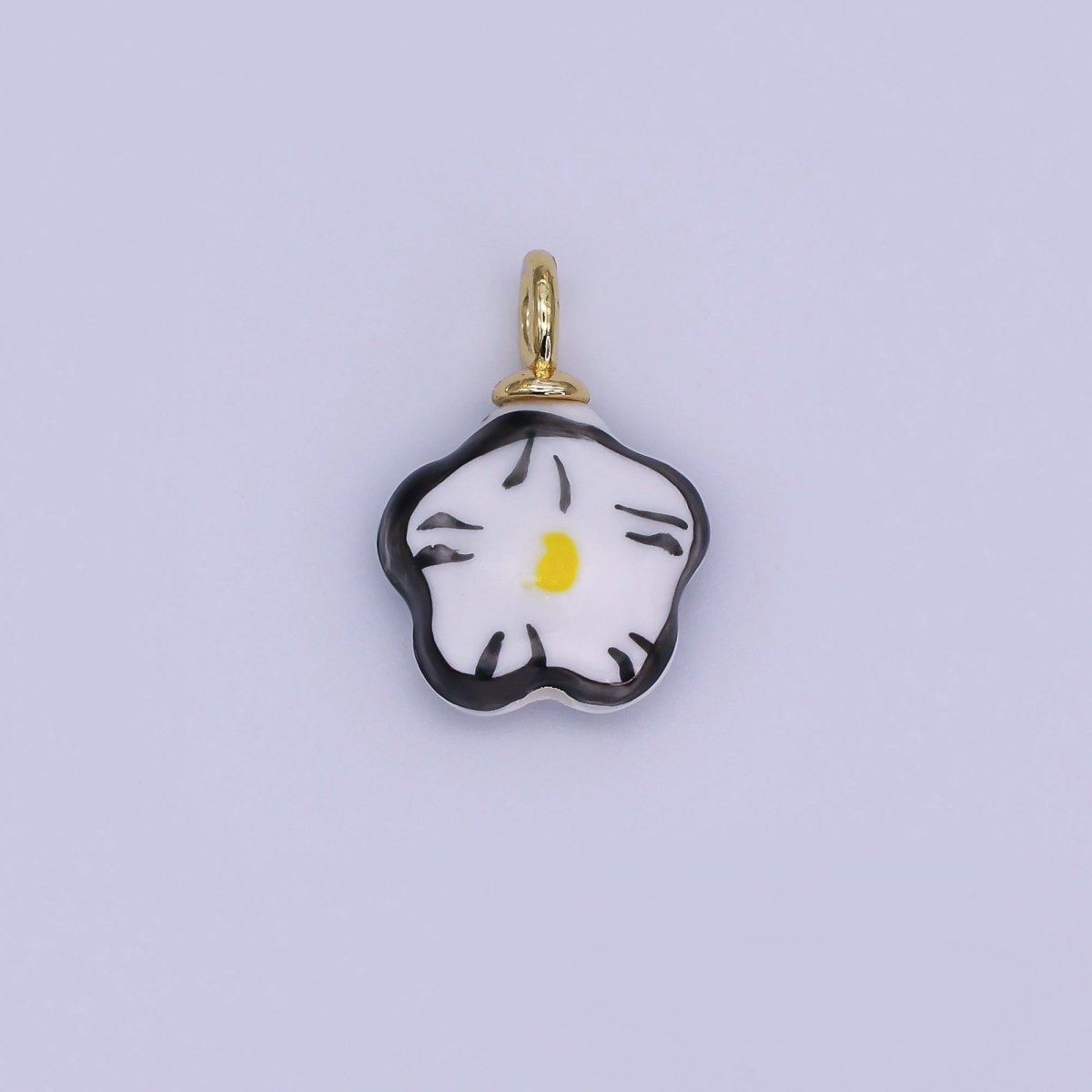 24K Gold Filled Daisy Flower Ceramic Drop Pendant | N049 - N051 - DLUXCA