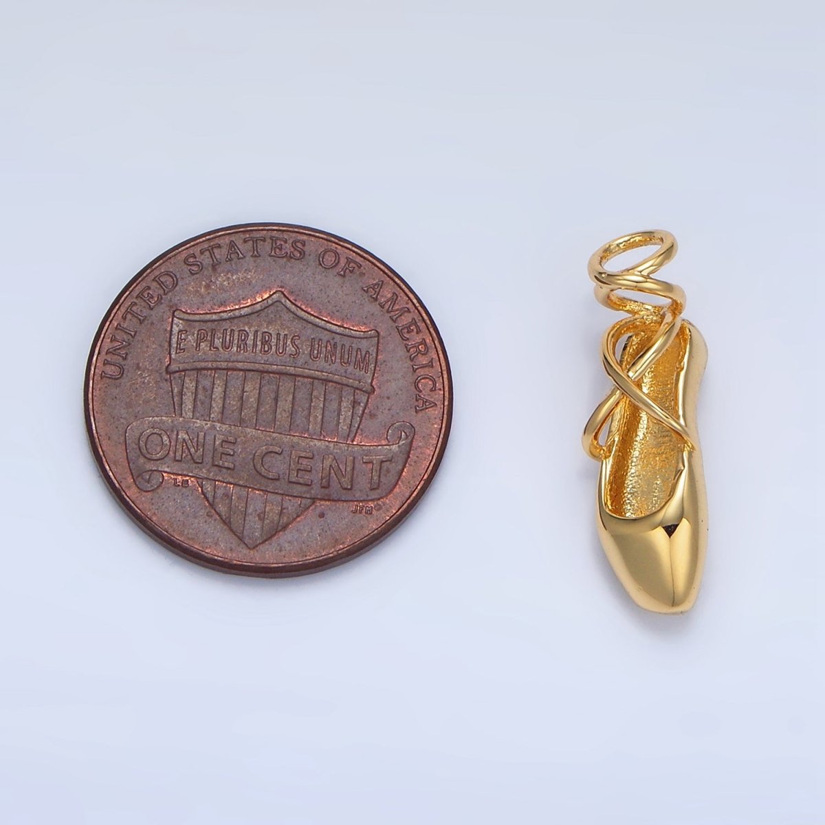24K Gold Filled Dancing Pointe Ballet Shoes Charm in Gold & Silver | X615 - DLUXCA