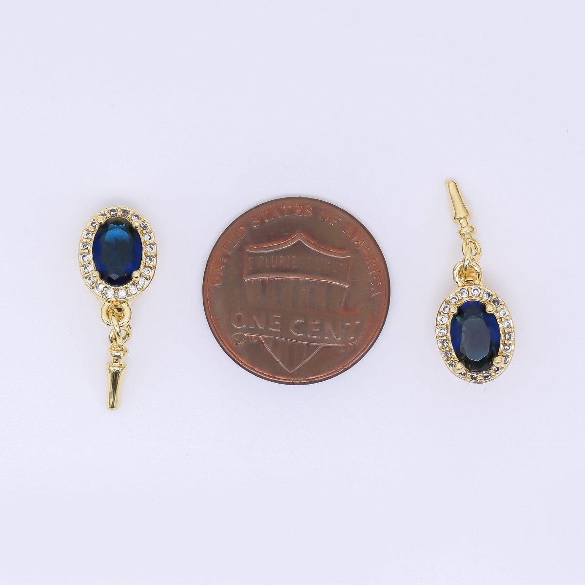 24K Gold Filled Dark Blue Micro Paved CZ Push Closure Finding Set | Z1266 - DLUXCA
