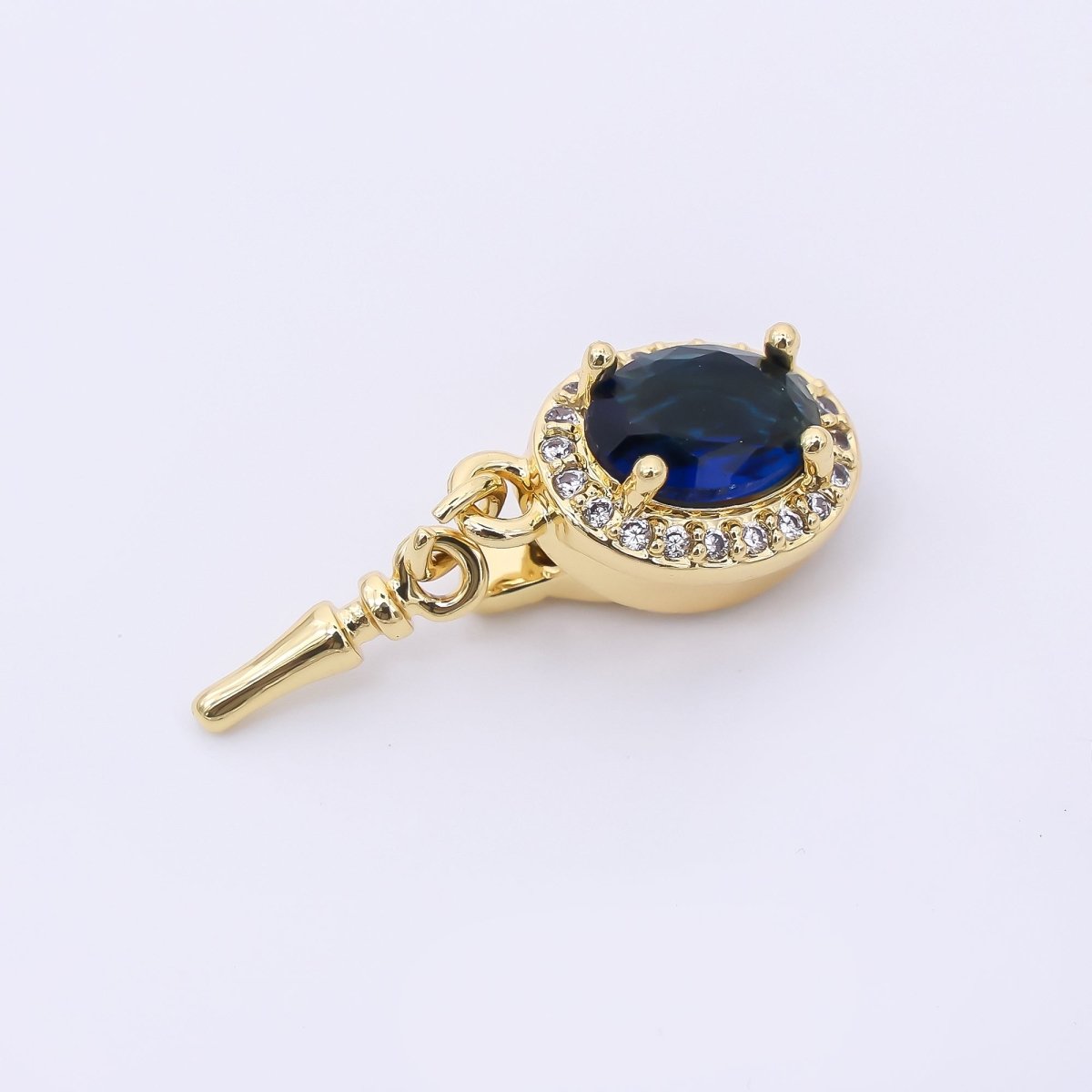 24K Gold Filled Dark Blue Micro Paved CZ Push Closure Finding Set | Z1266 - DLUXCA