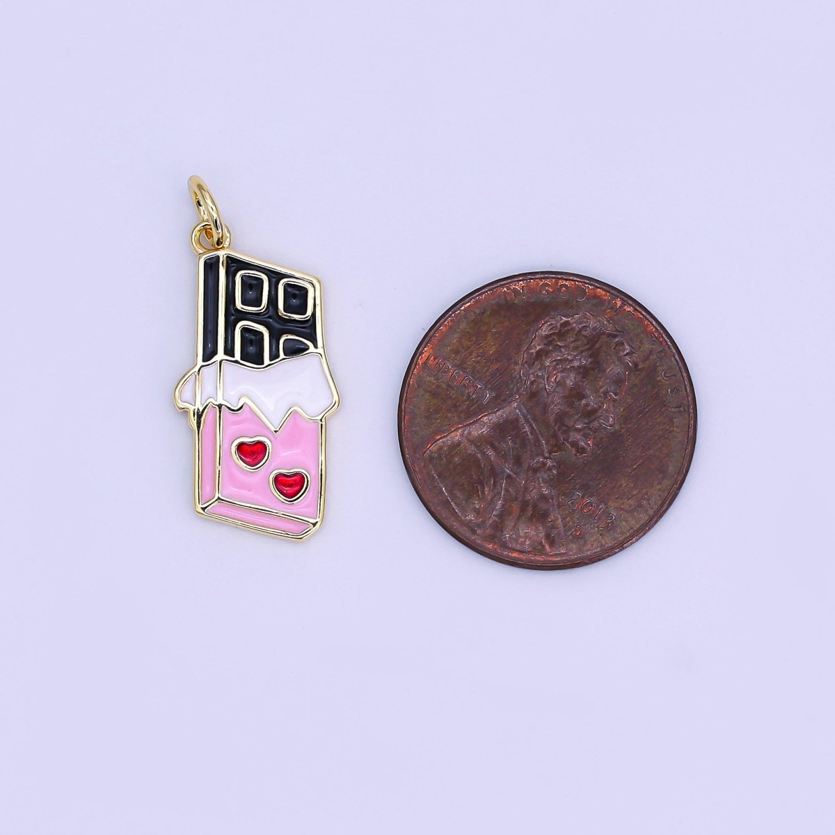 24K Gold Filled Dark Chocolate Bar Heart Wrapper Charm | AF512 - DLUXCA