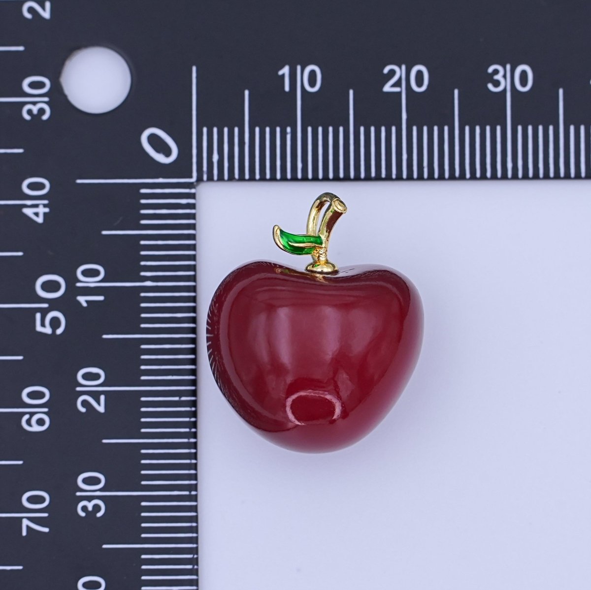 24k Gold Filled Dark Red Washington Apple Fruit Charm Red Delicious Food Charm | AH - 422 - AH - 424 - DLUXCA
