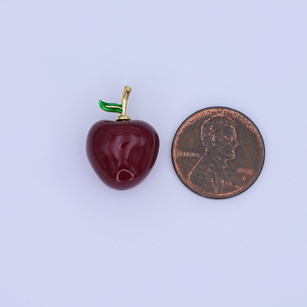 24k Gold Filled Dark Red Washington Apple Fruit Charm Red Delicious Food Charm | AH - 422 - AH - 424 - DLUXCA