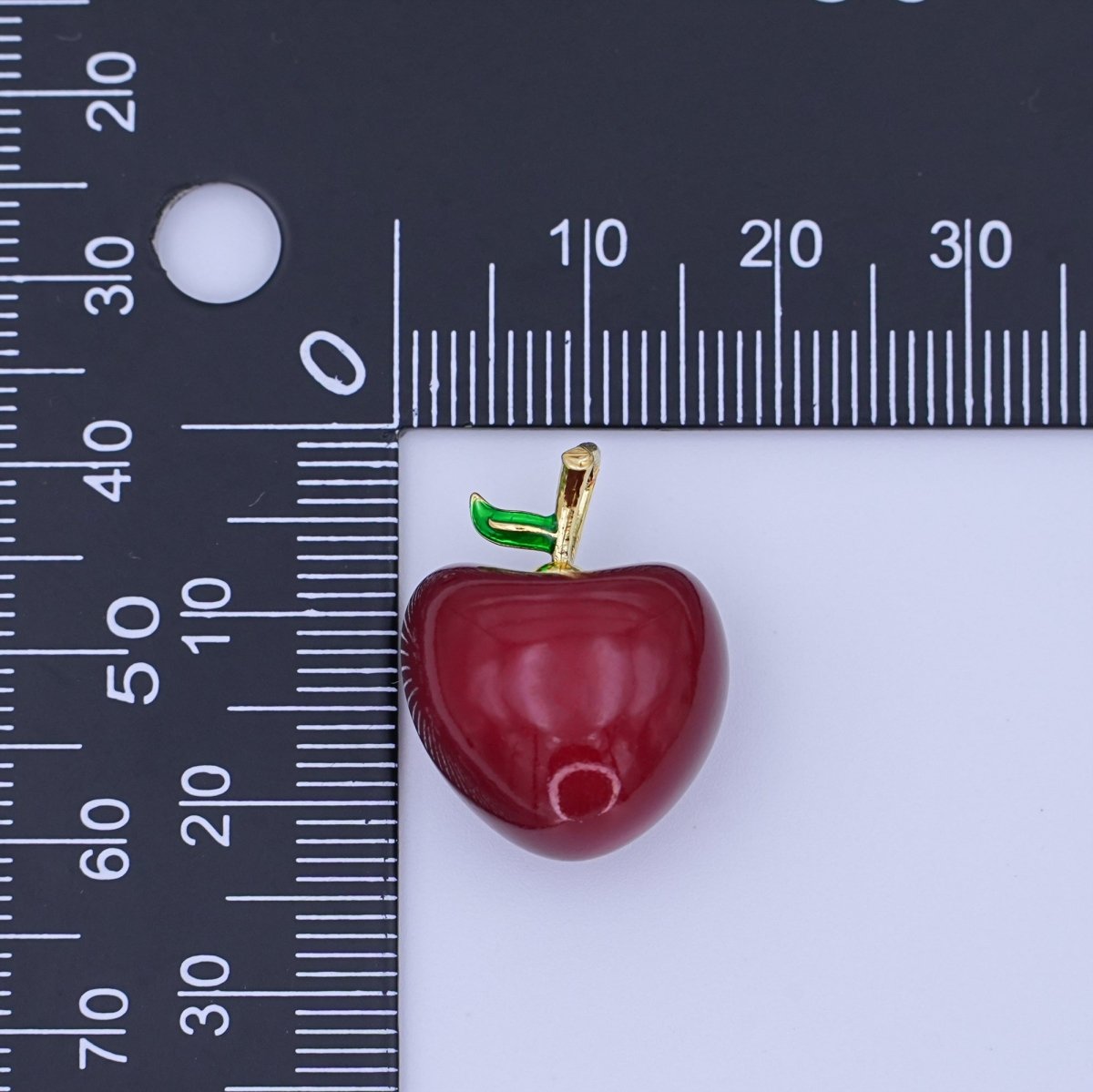 24k Gold Filled Dark Red Washington Apple Fruit Charm Red Delicious Food Charm | AH - 422 - AH - 424 - DLUXCA