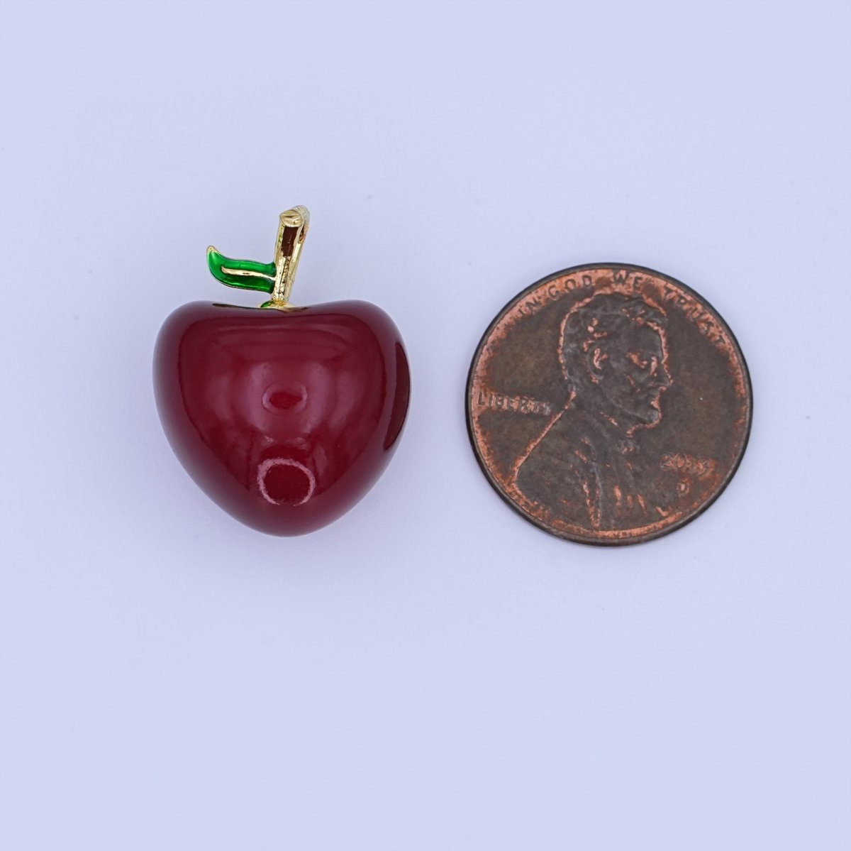 24k Gold Filled Dark Red Washington Apple Fruit Charm Red Delicious Food Charm | AH - 422 - AH - 424 - DLUXCA