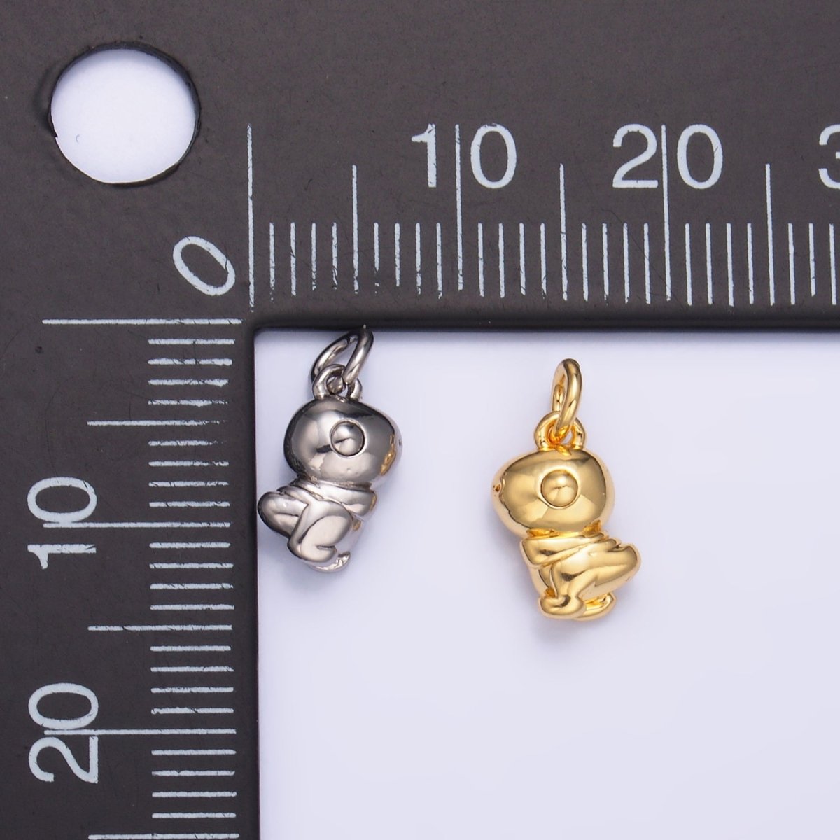 24K Gold Filled Dinosaur Multidimensional 3D Charm in Gold & Silver | W874 - DLUXCA