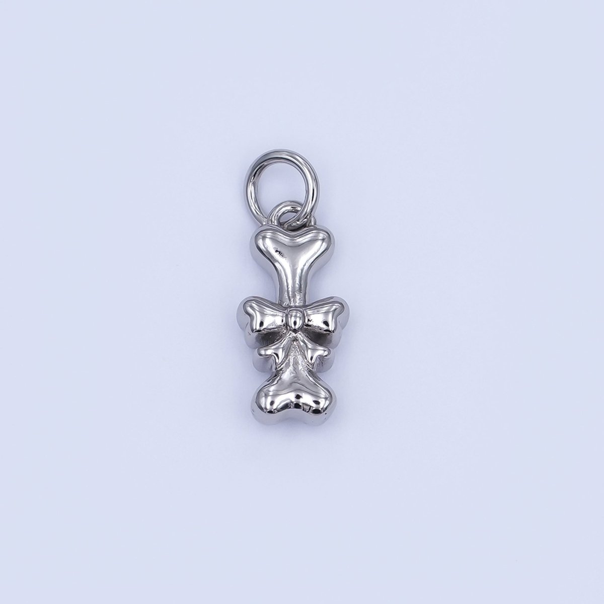 24K Gold Filled Dog Bone Ribbon Pet Multidimensional 3D Charm in Gold & Silver | AJ290 - DLUXCA