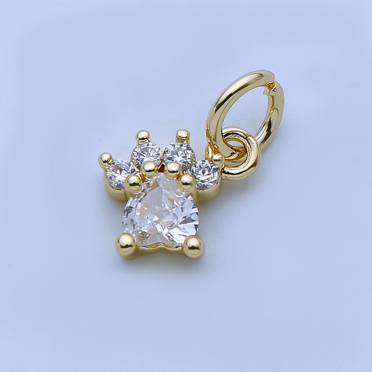 24K Gold Filled Dog Paw Charm Mini Cubic Animal Pendant in Gold & Silver | AJ378 AJ379 - DLUXCA