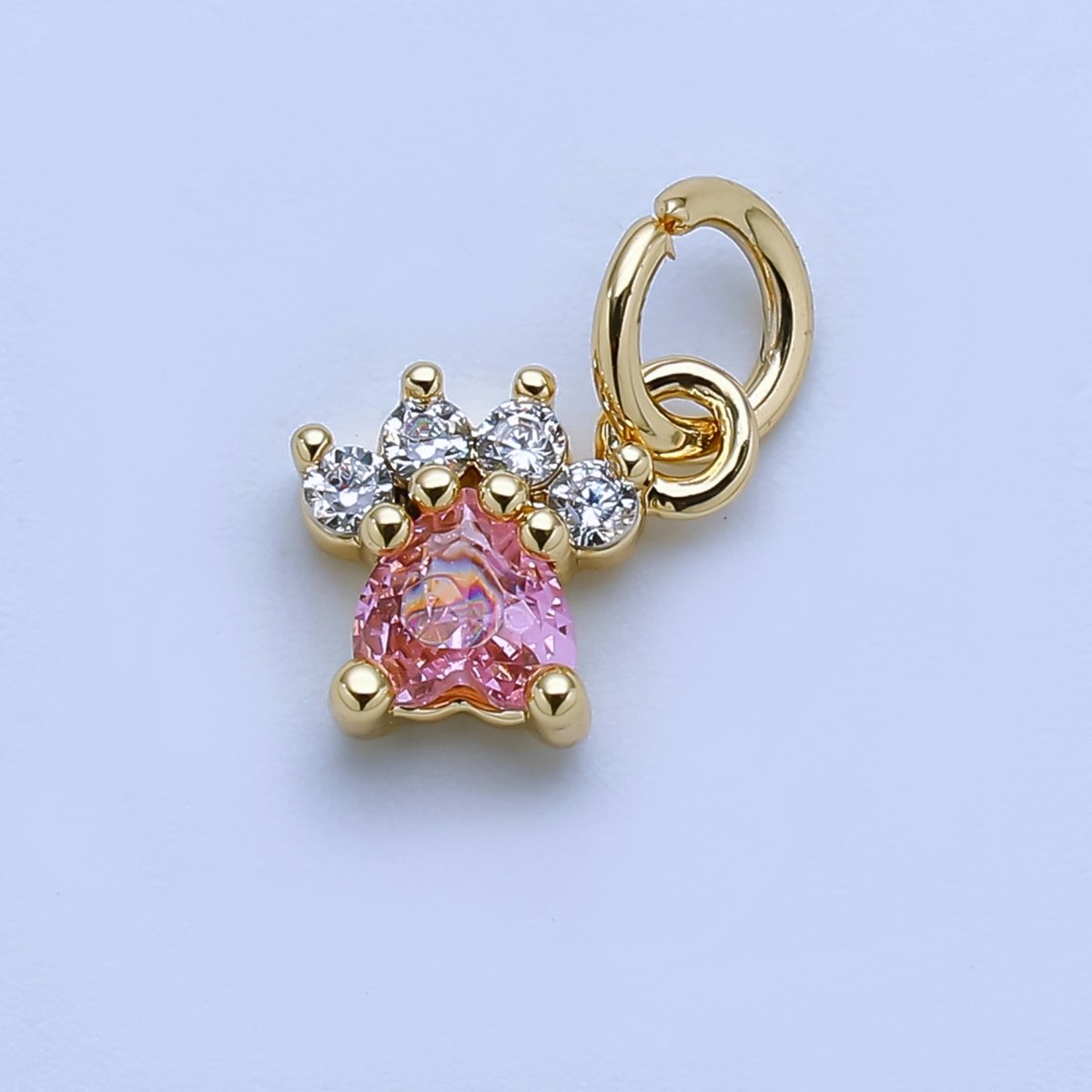 24K Gold Filled Dog Paw Charm Mini Cubic Animal Pendant in Gold & Silver | AJ378 AJ379 - DLUXCA