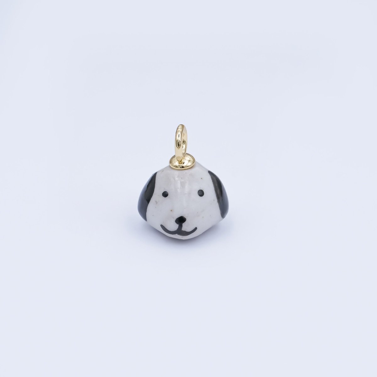 24K Gold Filled Dog Puppy Ceramic Drop Pendant | N141 - DLUXCA