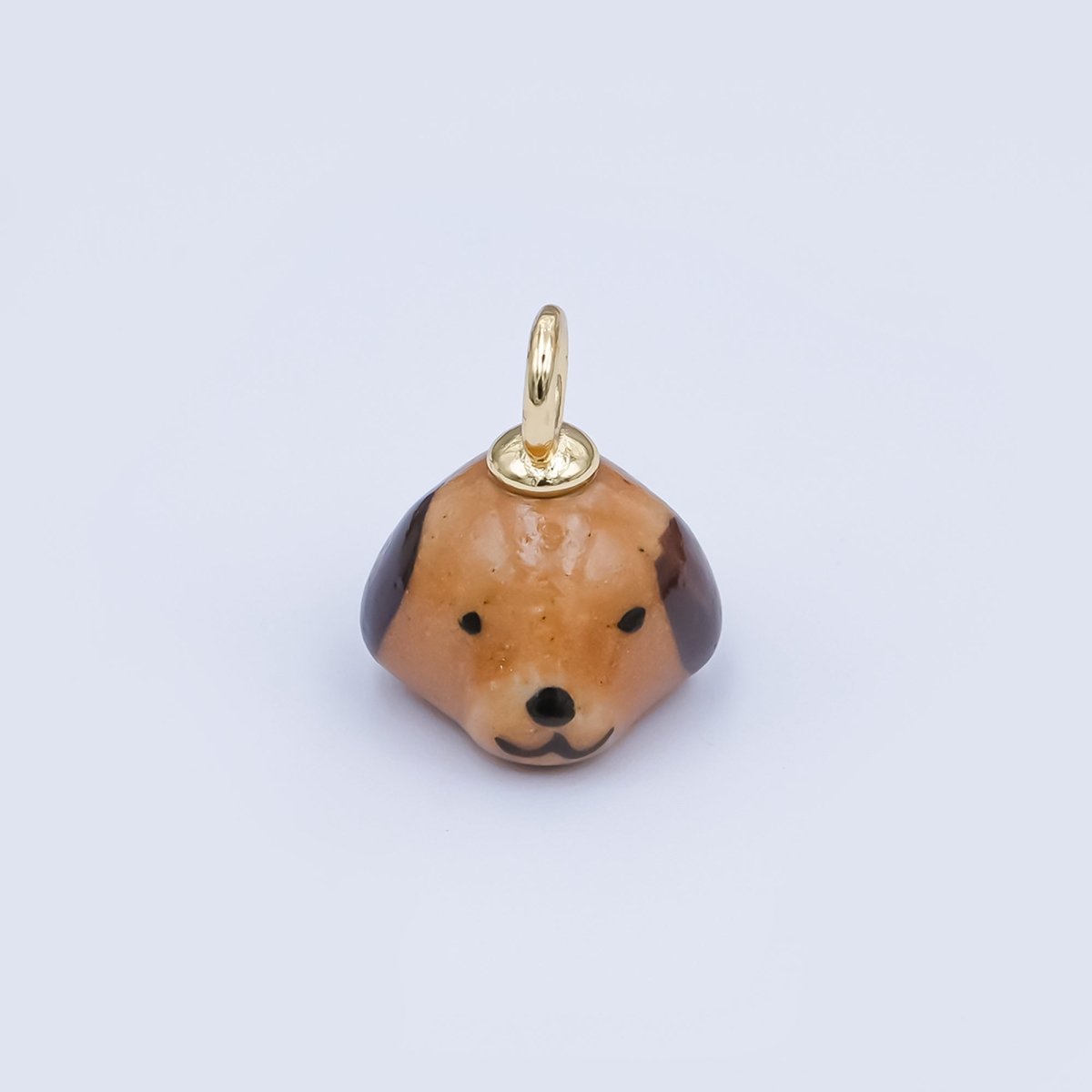 24K Gold Filled Dog Puppy Ceramic Drop Pendant | N141 - DLUXCA