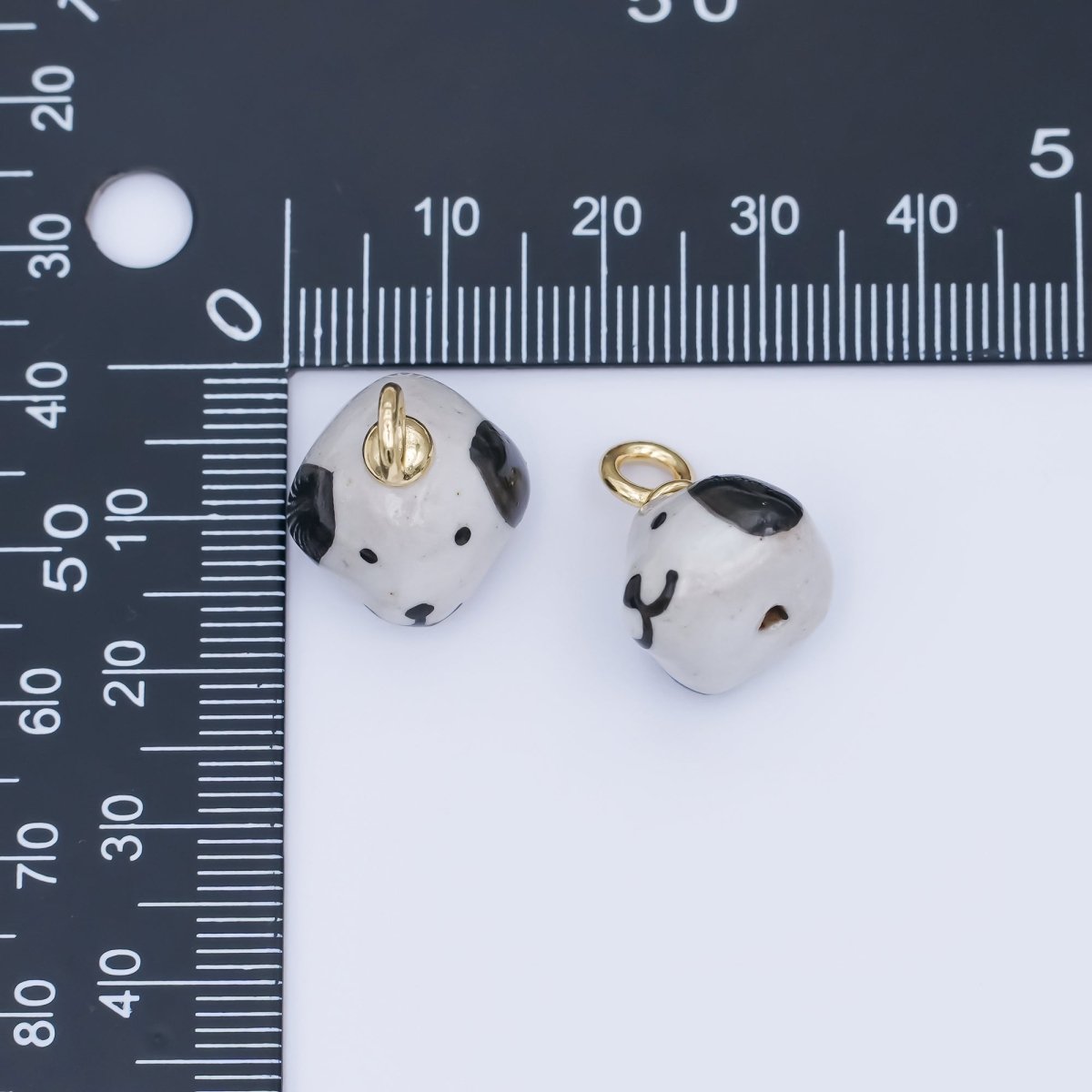 24K Gold Filled Dog Puppy Ceramic Drop Pendant | N141 - DLUXCA