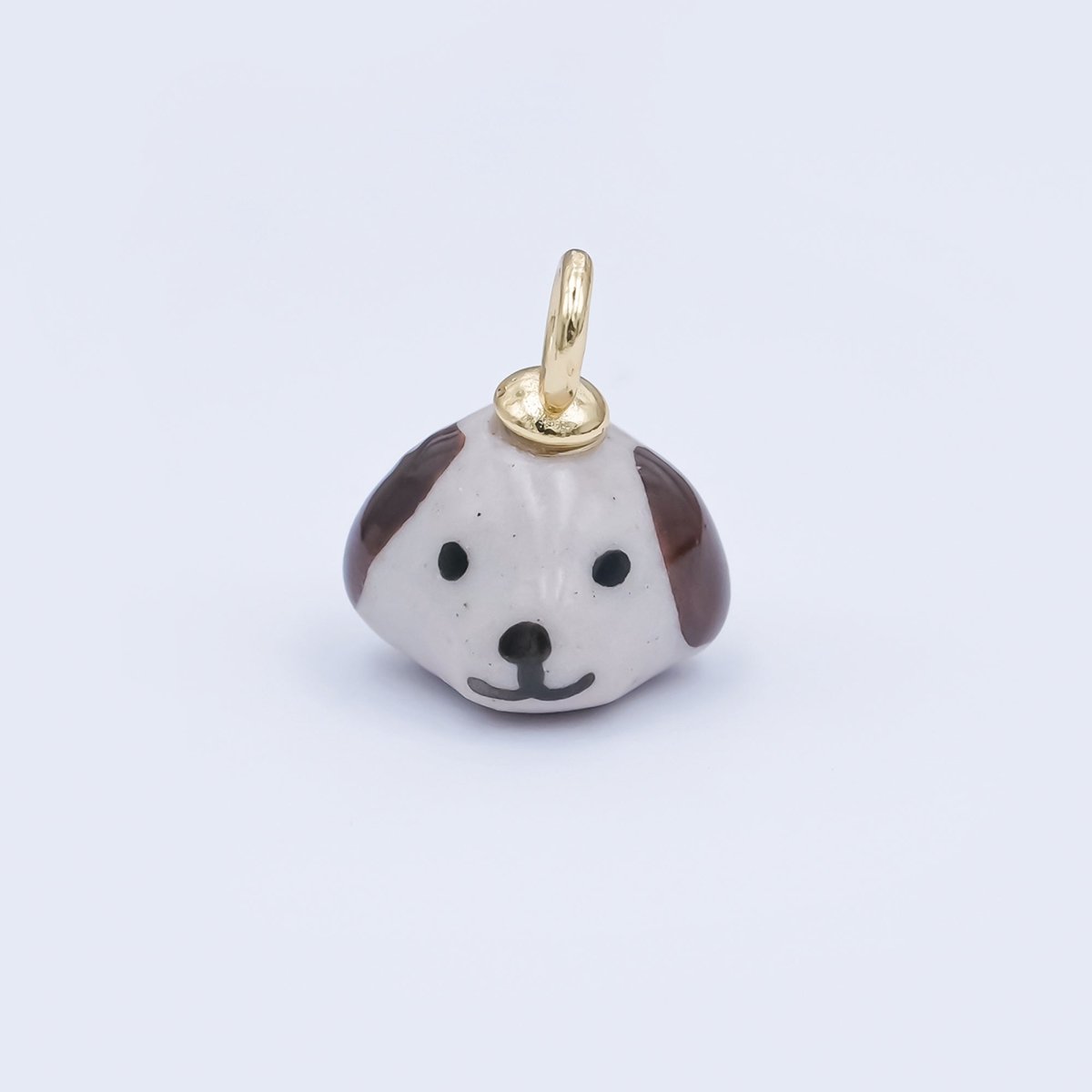 24K Gold Filled Dog Puppy Ceramic Drop Pendant | N141 - DLUXCA