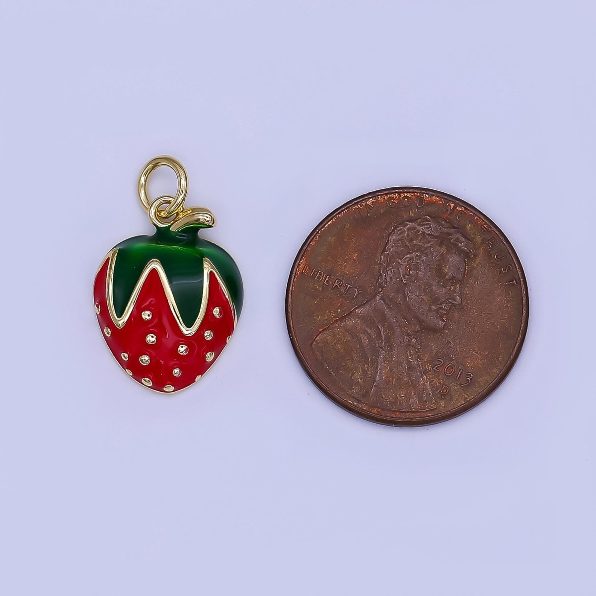 24K Gold Filled Dotted Red Strawberry Fruit Charm | AF502 - DLUXCA