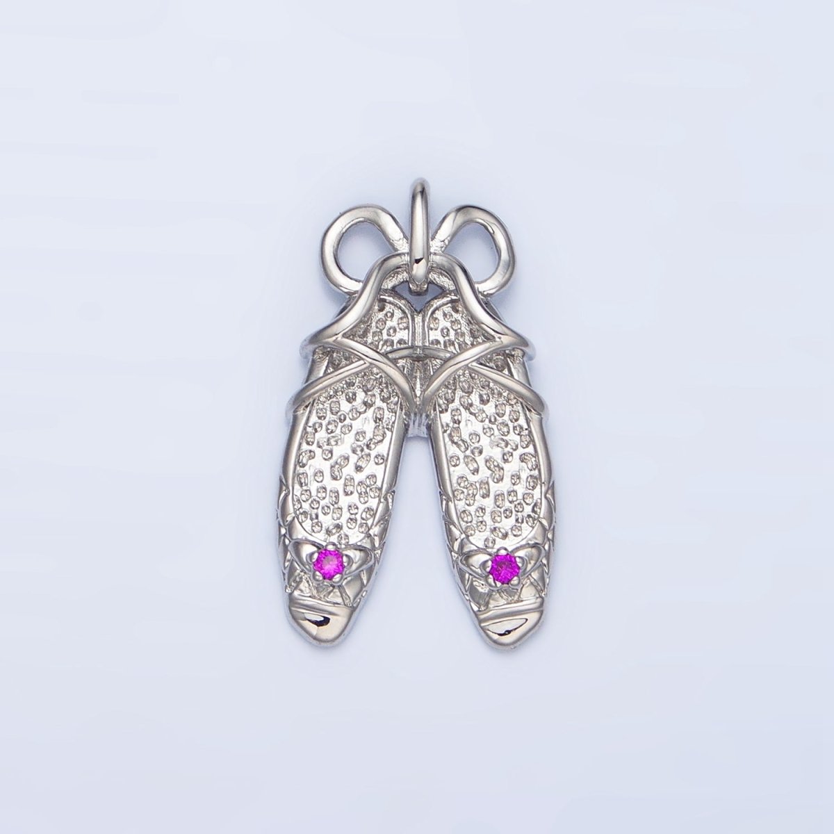 24K Gold Filled Dotted Ribbon Ballet Dancing Shoes Pendant in Gold & Silver | AA117 - DLUXCA