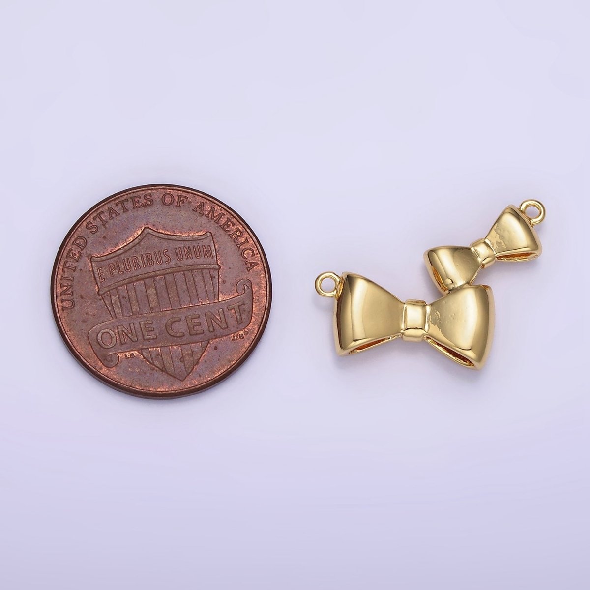 24K Gold Filled Double Bow Ribbon Minimalist Connector | F014 - DLUXCA