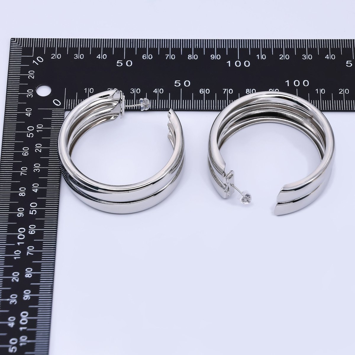 24K Gold Filled Double C - Shaped Hoop Earrings in Gold and Silver | Q422 Q423 - DLUXCA