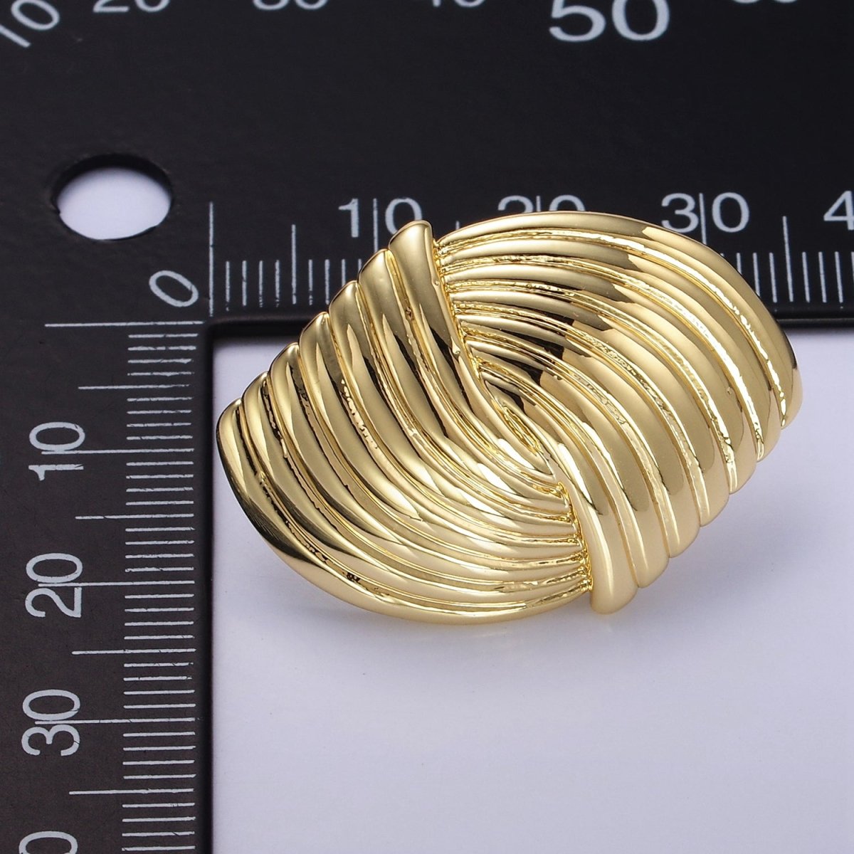 24K Gold Filled Double Curved Puffed Lined Geometric Stud Earrings in Gold & Silver | T314 T315 - DLUXCA