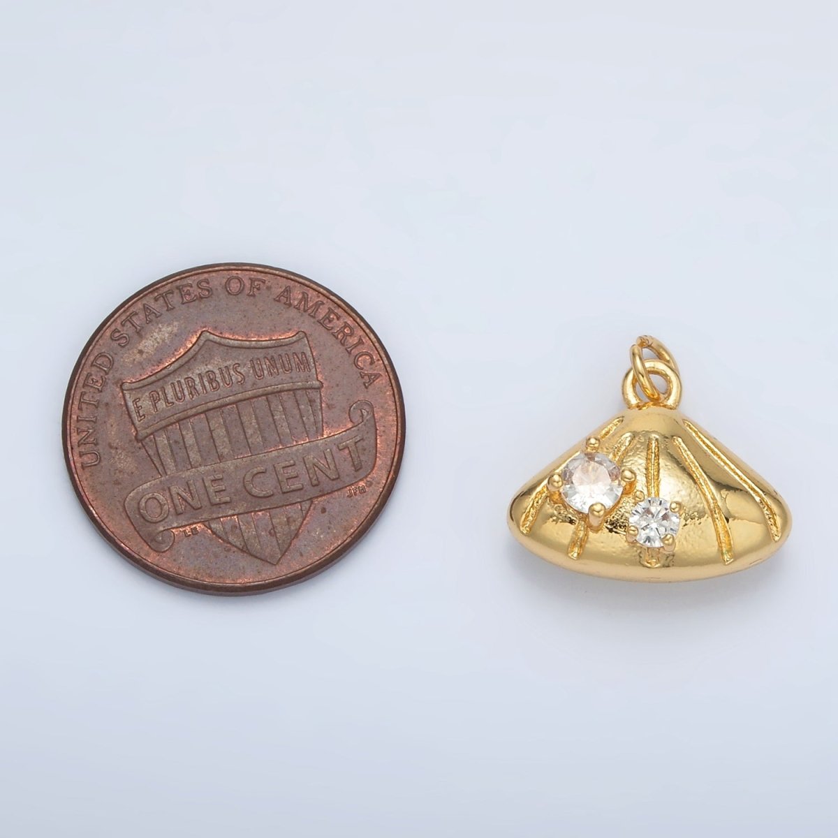 24K Gold Filled Double CZ Clam Sea Shell Mini Charm | AC149 - DLUXCA