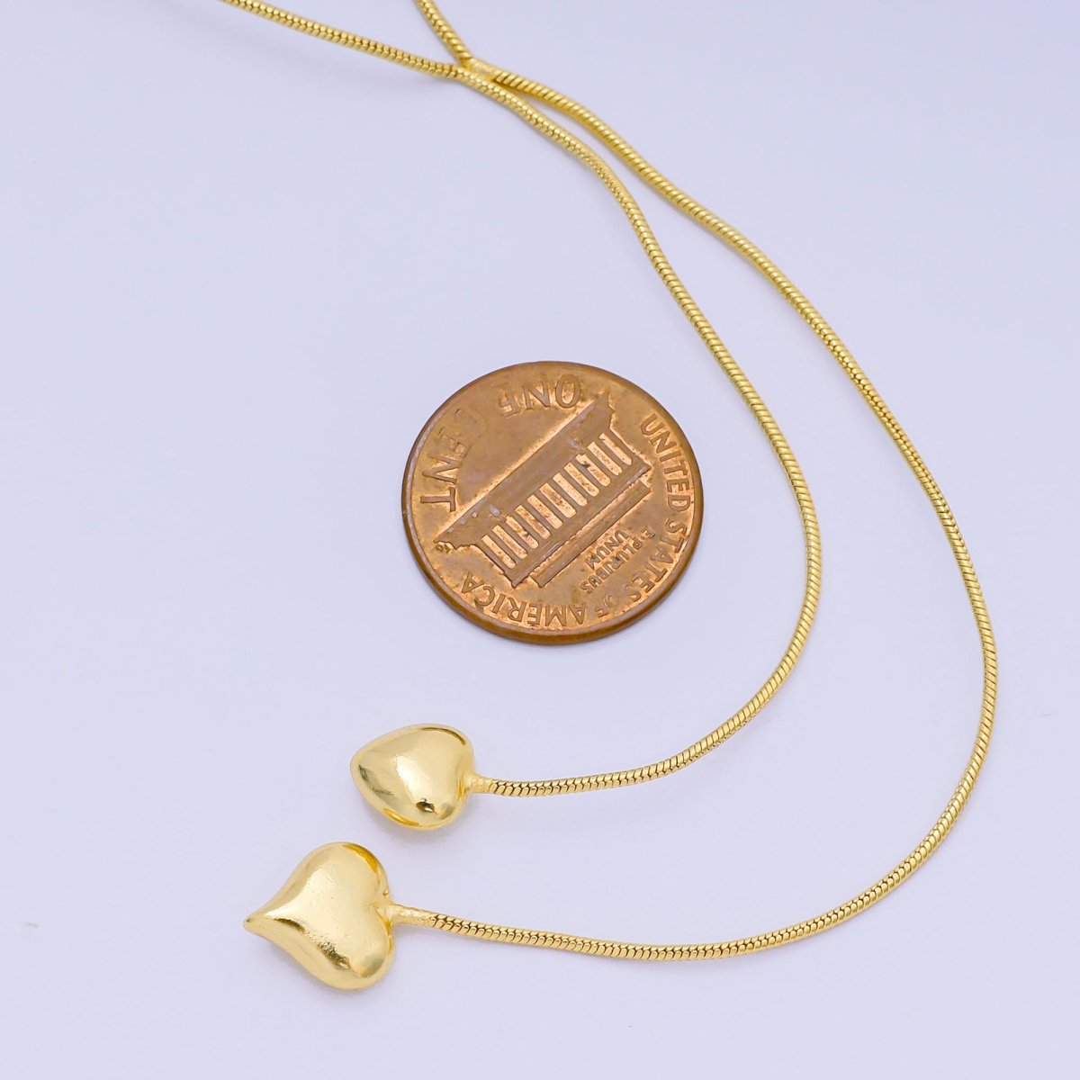 24K Gold Filled Double Heartfelt Tangled Herringbone Snake Chain Necklace 16.73 Inch with Extender | WA - 3350 - DLUXCA