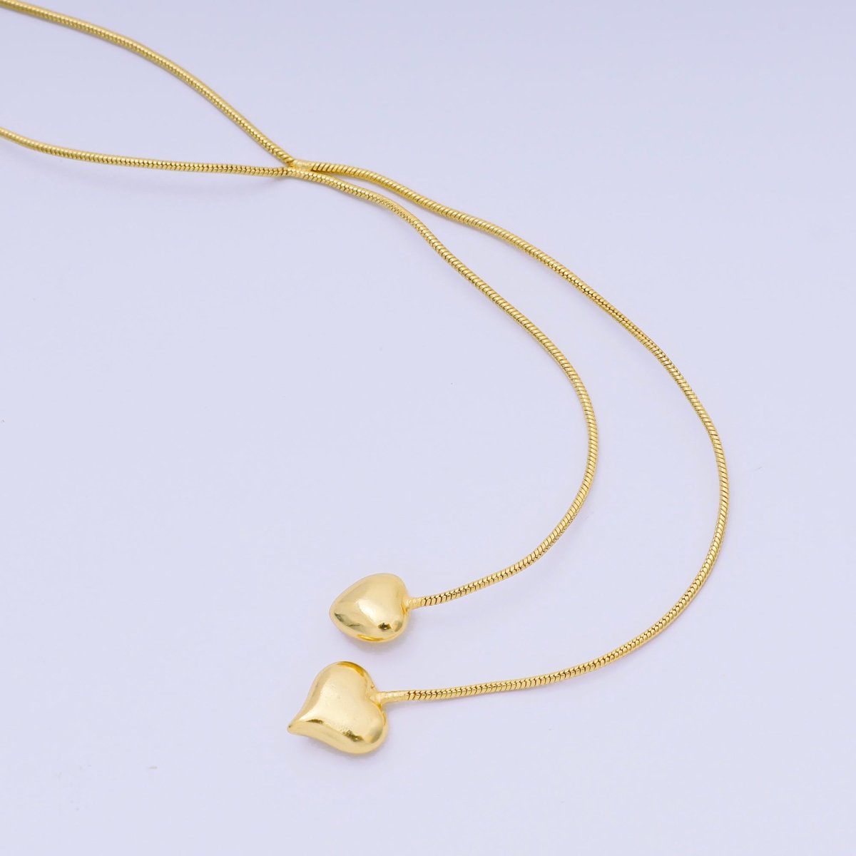 24K Gold Filled Double Heartfelt Tangled Herringbone Snake Chain Necklace 16.73 Inch with Extender | WA - 3350 - DLUXCA