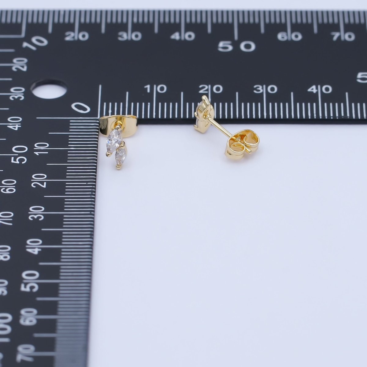 24K Gold Filled Double Marquise CZ Stud Earrings in Gold & Silver | AI547 AI548 - DLUXCA