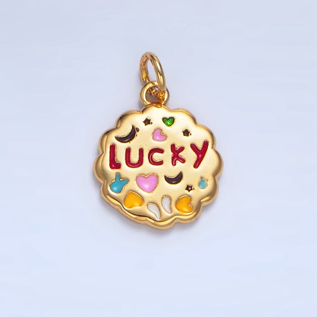 24K Gold Filled Double Sided "Lucky" "Love" Enamel Charm | X618 - DLUXCA