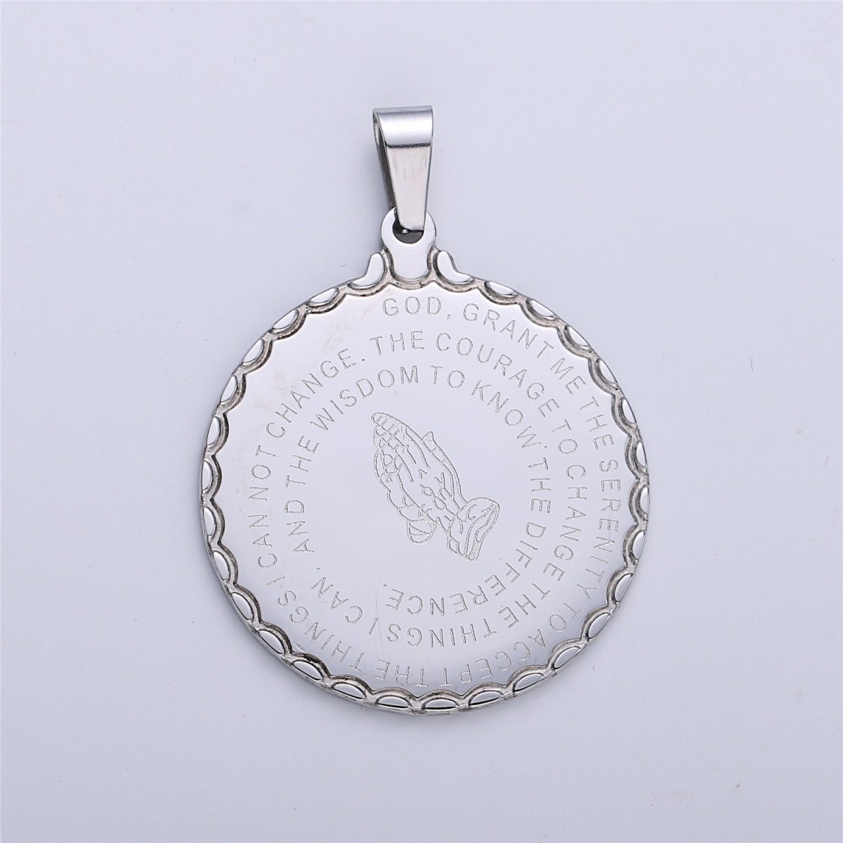24K Gold Filled Double Sided Serenity & Lord's Prayer Stainless Steel Medallion Pendant | J - 769 J - 314 J - 727 J - 768 - DLUXCA