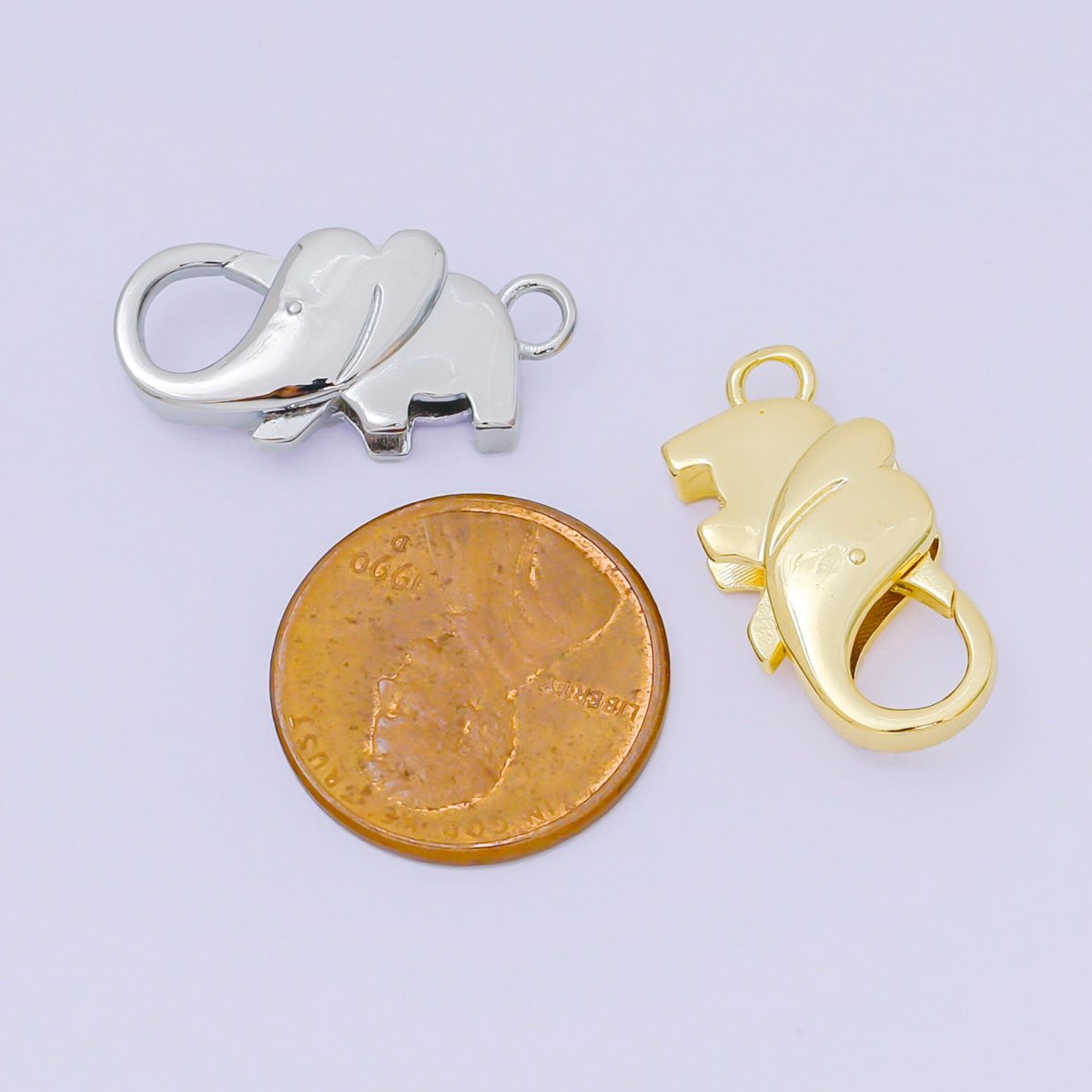 24K Gold Filled Elephant - Shaped Lobster Clasp Closure Finding in Gold & Silver | Z - 1318 - DLUXCA