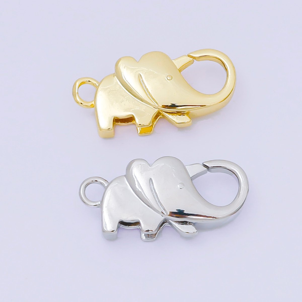 24K Gold Filled Elephant - Shaped Lobster Clasp Closure Finding in Gold & Silver | Z - 1318 - DLUXCA