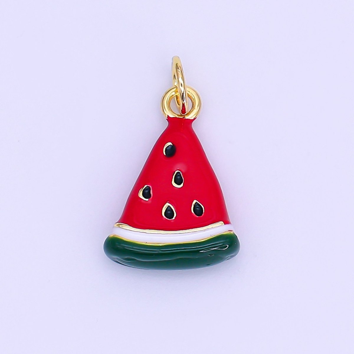 24K Gold Filled Enamel Watermelon Fruit Charm | E559 - DLUXCA