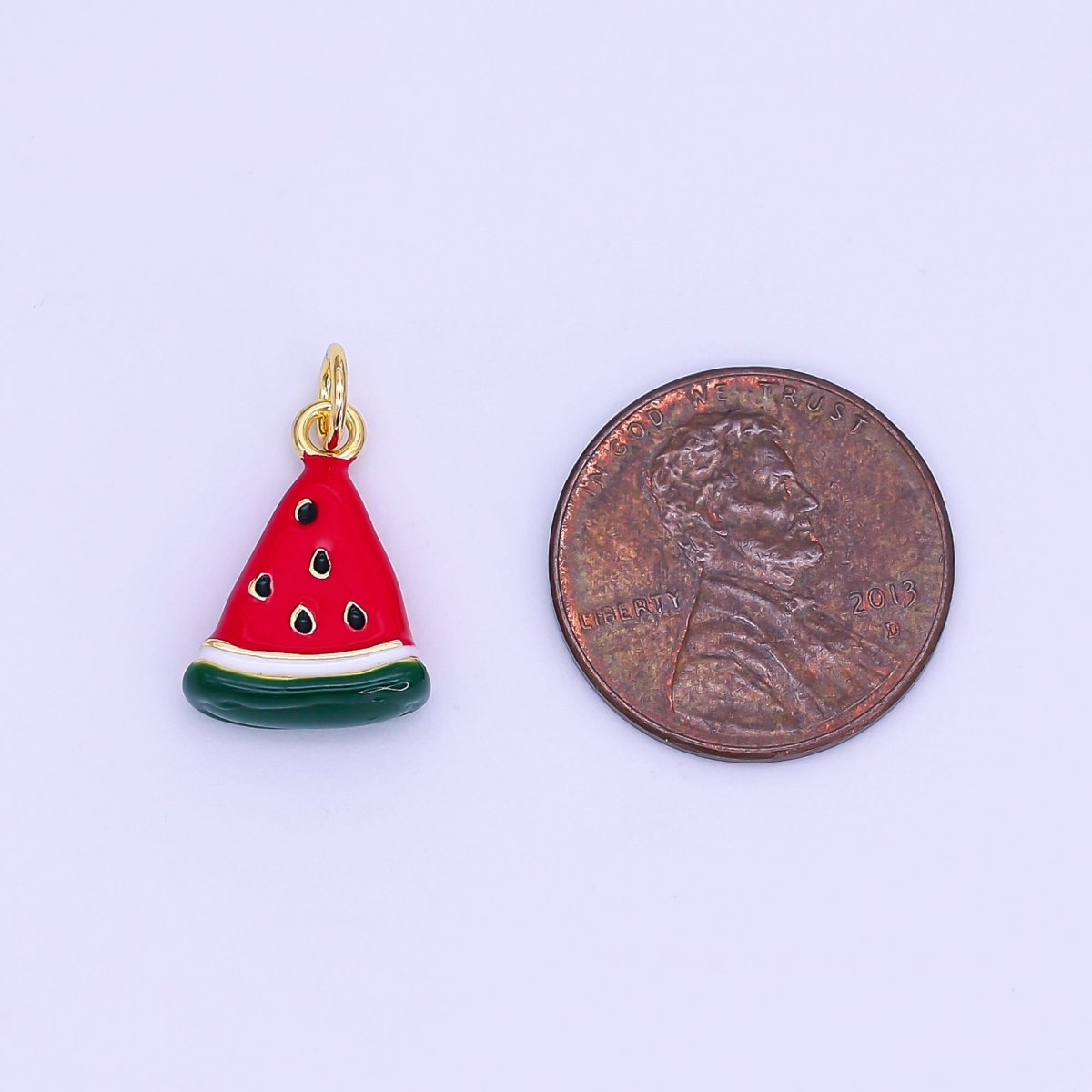 24K Gold Filled Enamel Watermelon Fruit Charm | E559 - DLUXCA