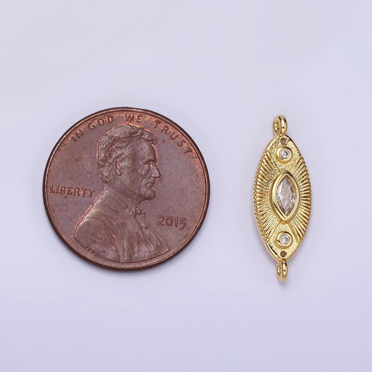 24K Gold Filled Evil Eye CZ Sunburst Sphere Connector in Gold & Silver | F041 - DLUXCA