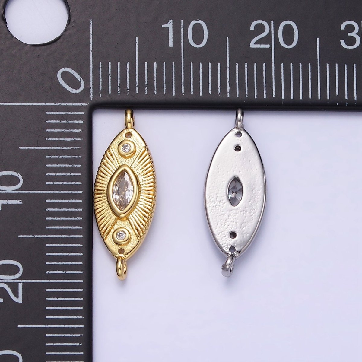 24K Gold Filled Evil Eye CZ Sunburst Sphere Connector in Gold & Silver | F041 - DLUXCA